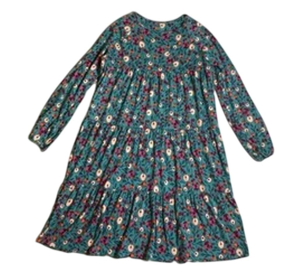 GARNET HILL KIDS Dress, Girls Size 14 Green Cotton Teal with Cherries NWT